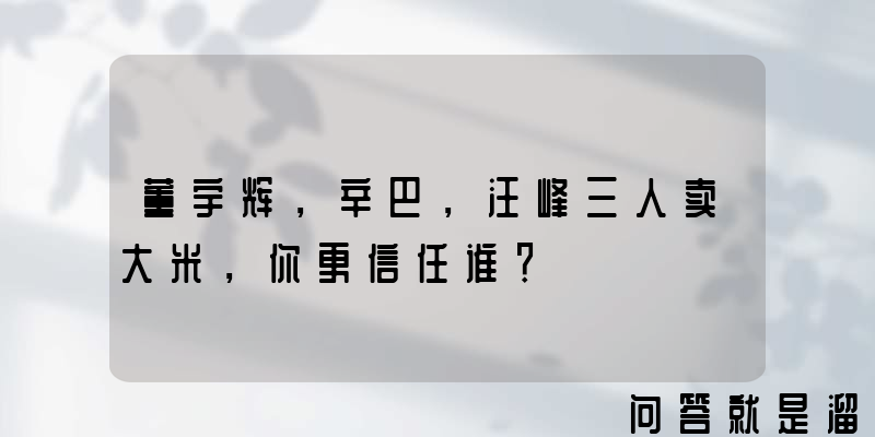 董宇辉，辛巴，汪峰三人卖大米，你更信任谁？