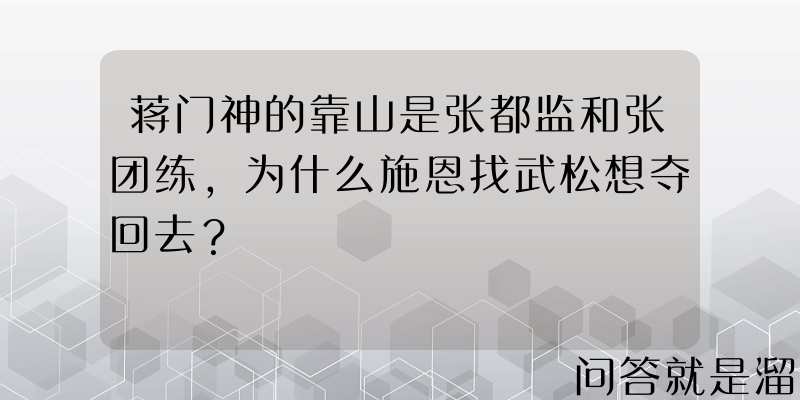 蒋门神的靠山是张都监和张团练，为什么施恩找武松想夺回去？