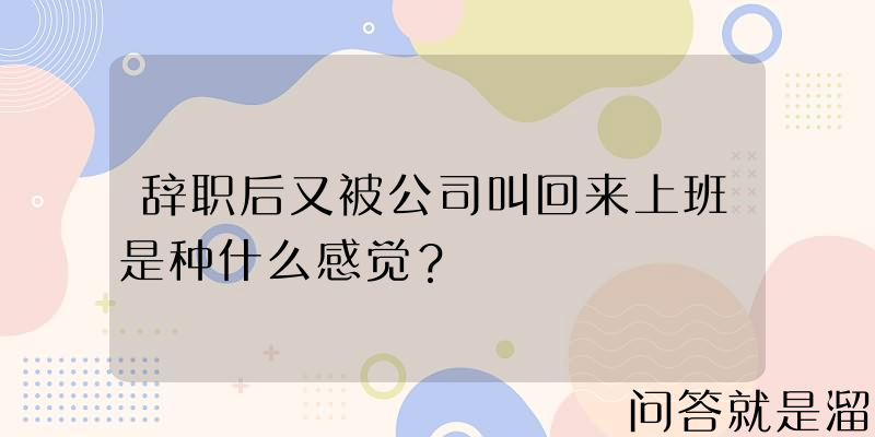 辞职后又被公司叫回来上班是种什么感觉？